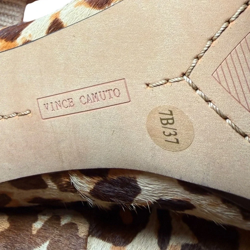 Vince Camuto Leopard Print Calf Hair‎ Platform Pumps Brown Tan Size 7B 37